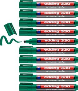 330 Permanent Markör - Yeşil - 10 Kalem - 1-5 mm Kesik Uçlu