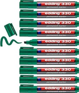 330 Permanent Markör - Yeşil - 10 Kalem - 1-5 mm Kesik Uçlu