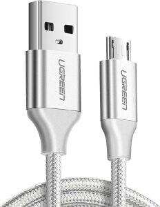 Örgülü Micro-Usb & Usb-A Data ve Şarj Kablosu, 1 Metre, Beyaz