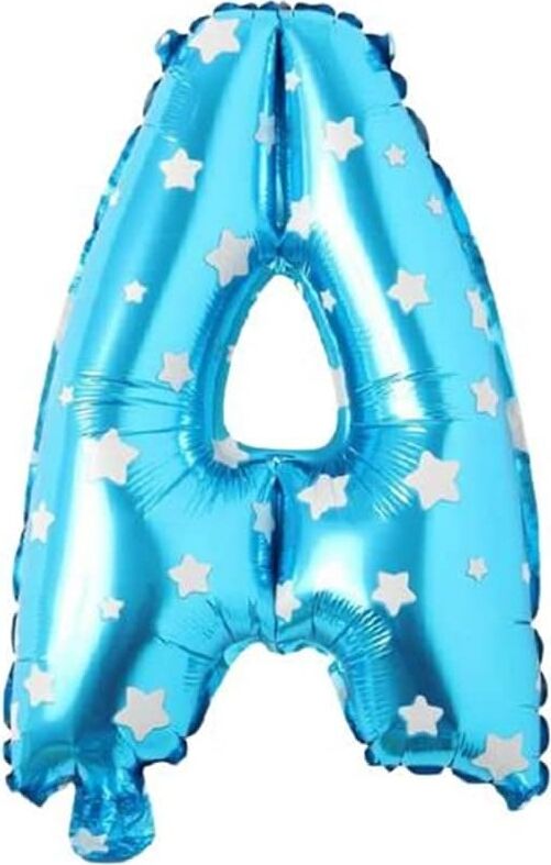 A Harfi 16 Inç Mavi Yıldızlı Renk Folyo Balon 36 cm (Mavi)