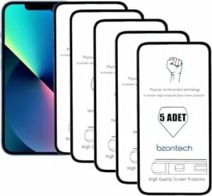 iPhone 13 ile Uyumlu Ekran Koruyucu Tam Kaplayan 5li Set