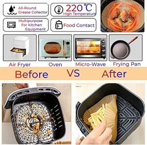 Sıcak Hava Fritözleri Için Fırın Kağıdı, 100 Adet Airfryer Pişirme Kağıdı, Yapışmaz, Yağa Dayanıklı, Suya Dayanıklı Hava Fritözü, Tek Kullanımlık Parşömen Kağıdı, Fırın ve Mikrodalga Için
