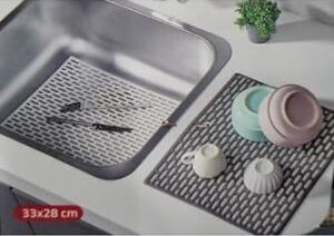 Dikdörtgen Silikon Lavabo Buzluk Matı 33X28 cm Antrasit Renk 1 Adet ISGLVB112