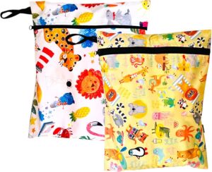 Yorni 2 Adet Sıvı Geçirmeyen Çok Amaçlı Çanta, 30 x 35 cm Jungle ve 37 x 30 cm Summer Desen, Yıkanabilir, Ekonomik Set