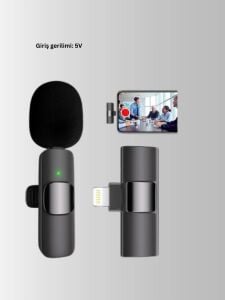 Çift Mikrofonlu Kablosuz Kayıt Seti iPhone Uyumlu Mini Mikrofon