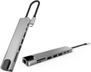 Type C Hub Çoklayıcı 8 Port USB HDMI RJ45 Kart Okuyucu