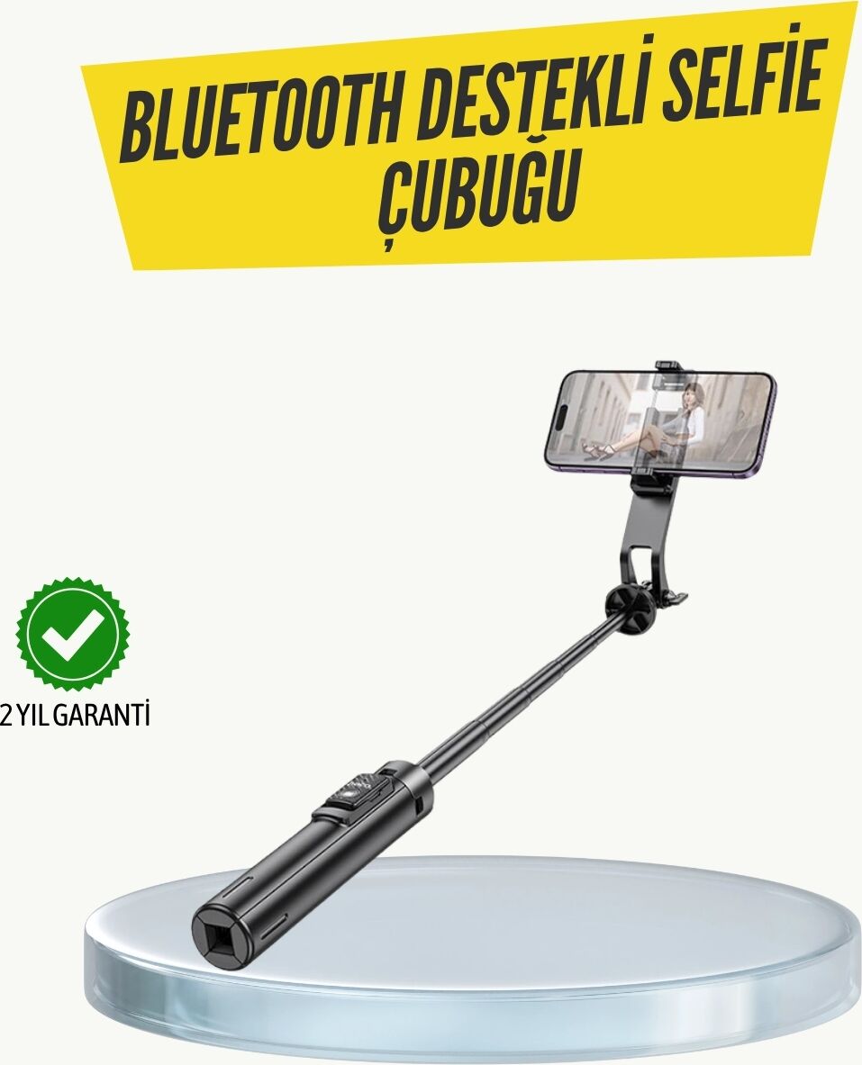 Bluetooth Selfie Çubuğu –  Katlanabilir, Uzaktan Kumandalı