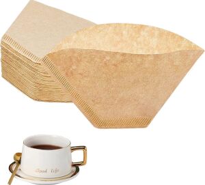 Aputue Kahve Filtreleri, 200 Adet 1-4 Fincan Beyazlatılmamış Doğal Kağıt Konik Kahve Filtresi, Küçük Boy Kahve Filtresi, Pour Over Kahve Dripper ve Kahve Makineleri Için (Ahşap Rengi)
