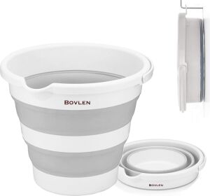 12 Litre Katlanabilir Kova - Akordiyon Katlanır Kova - Araba Kovası - Gri - 32.5 x 27.5 x 6 cm - Pp+ Tpr