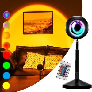 Kumandalı Gün Batımı Projektörü Rgb 16 Renk Ufo Projeksiyon USB Masa Lambası