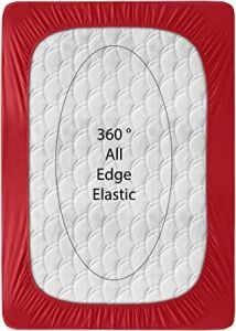 Kobe Home Örme Penye Lastikli Çarşaf, Çift Kişilik, Kırmızı, Pamuk-Elastan 230 G/m2