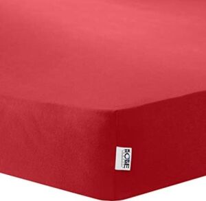 Kobe Home Örme Penye Lastikli Çarşaf, Çift Kişilik, Kırmızı, Pamuk-Elastan 230 G/m2