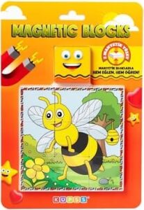 Manyetik Blok Çift Taraflı 9 Parçalı Mıknatıslı Arı-Kelebek Puzzle - 2 Görsel Yapboz