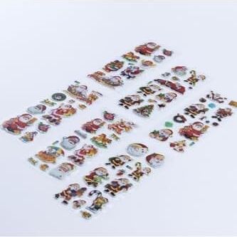 6 Adet Noel Babalı Kabartmalı Yılbaşı Sticker Seti Karışık