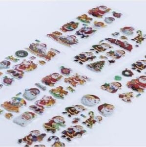 6 Adet Noel Babalı Kabartmalı Yılbaşı Sticker Seti Karışık