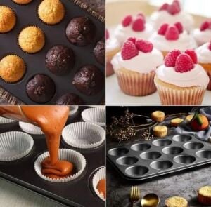 12 Bölmeli Premium Metal Muffin ve Cupcake Tepsisi - Yapışmaz, Eşit Pişirme Özellikli Kalıp