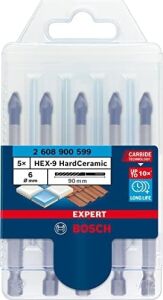 Professional 5 Parça Expert Hex-9 Hardceramic Matkap Ucu Seti (Sert Fayanslar, Ø 6 Mm, Aksesuar Döner Matkap/vidalamalar)