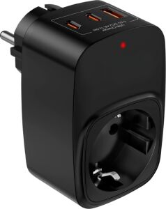 Vetech Akım Korumalı Priz 1x Priz, 2x Type-C, 1x USB Port Çıkışlı Tekli (Siyah)