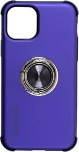 iPhone 11 Pro Max Mat Yüzey Halka Standlı Kılıf Ring Holder Parmak Tutuculu Darbe Emici Koruyucu Kapak Mor