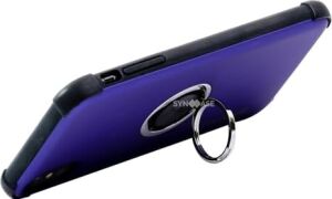 iPhone 11 Pro Max Mat Yüzey Halka Standlı Kılıf Ring Holder Parmak Tutuculu Darbe Emici Koruyucu Kapak Mor