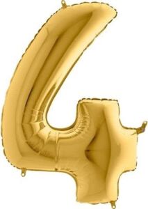 4 Rakamlı 16 Inç Gold Renk Folyo Balon 36 cm (Altın)