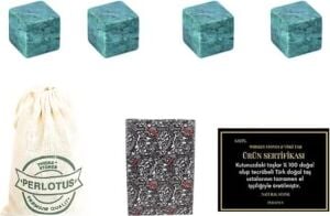 Perlotus Doğal Granit Mermer Viski Taşı 4’lü Özel Seri Sertifikalı