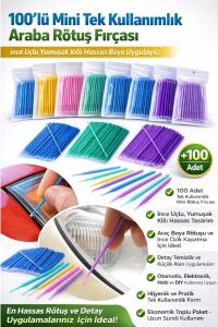 100’LÜ Mini Tek Kullanımlık Araba Rötuş Fırçası