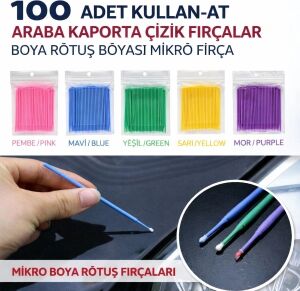 100’LÜ Mini Tek Kullanımlık Araba Rötuş Fırçası