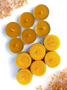 12 Adet (6'sı Sarma) Bal Mumu Mum Tealight Doğal Petek Balmumu Mum Beeswax Candle