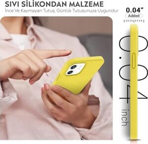iPhone Kılıf Ince Sıvı Silikon 3 Katmanlı Tam Kaplamalı Yumuşak Jel Kauçuk Kılıf Kapak (Sarı, iPhone 11)