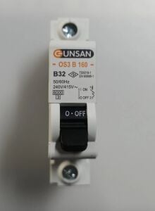 1 Adet Günsan 1X32A B Tipi 6 Ka Otomatik Sigorta OS3B160-32