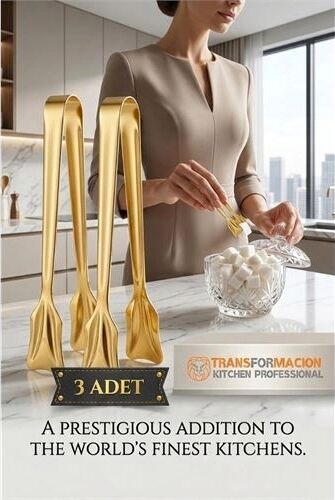 Inês Gold 3'lü Paslanmaz Çelik Mini Şeker Maşası Seti 12CM 722952