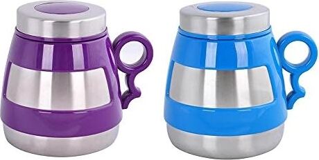 Andoutdoor AND431 Içi Dışı Çelik Plastik Desenli Kupa Mug, Mavi/mor