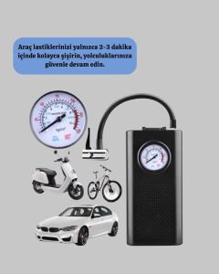 Type-C Şarjlı Güçlü Elektrikli Kompresör Motosiklet Oto Bisiklet Için