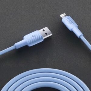 12W 2.4A Usb-A To Lightning iPad Ile Uyumlu Silikon Hızlı Şarj ve Data Kablosu Mavi 1 Metre