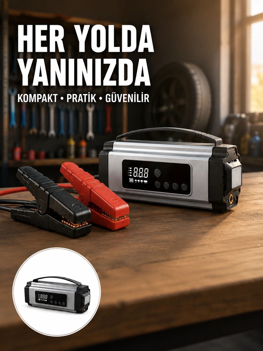 Acil Durumlar Için Çok Fonksiyonlu Araç Akü Takviyesi Hava Kompresörü ve Güç Kaynağı Yeni Nesil