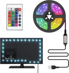 Tv ve Pc Arkası Rgb Şerit LED Işık Seti - 3 Metre, USB Girişli, Kumandalı, 352 Renk Seçeneği, IP20 Iç Mekan, 4W Düşük Enerji Tüketimi CT4566