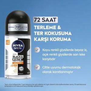 Men Erkek Roll On Deodorant & Invisible Güçlü Etki 50 Ml,72 Saat Anti-Perspirant Koruma