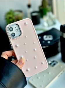 Iphone 12 ve 12 Pro Uyumlu Pearl Tasarım Oyuncaklı Esnek Silikon Kılıf - Pembepearl