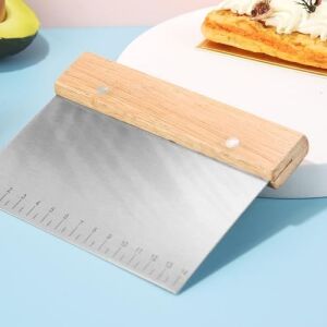 Metal Hamur Kazıyıcı, 14 cm Ölçekli, Ahşap Saplı, Paslanmaz Çelik