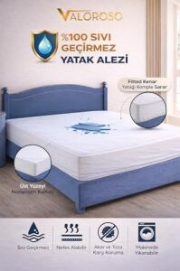 Fitted Full Kenar Su Sıvı Geçirmez Yatak Koruyucu Alez – 100X200 / 120X200 / 160X200 / 180X200 cm / 200X200 cm (180X200)