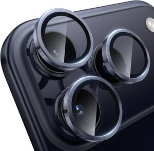 Wsken iPhone 17 Pro/iphone 17 Pro Max Kamera Lens Koruyucu Için - [orijinal Çekimi Koruyun] Kırılmaz Ultra Hd 9h Temperli Cam Ekran Metal Halka Kapak, Parmak Izi, Çizilmez, Koyu Mavi