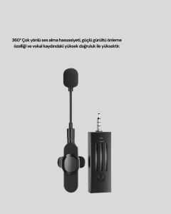 20 Metre Menzilli Kablosuz Yaka Mikrofonu Gürültü Engelleyici
