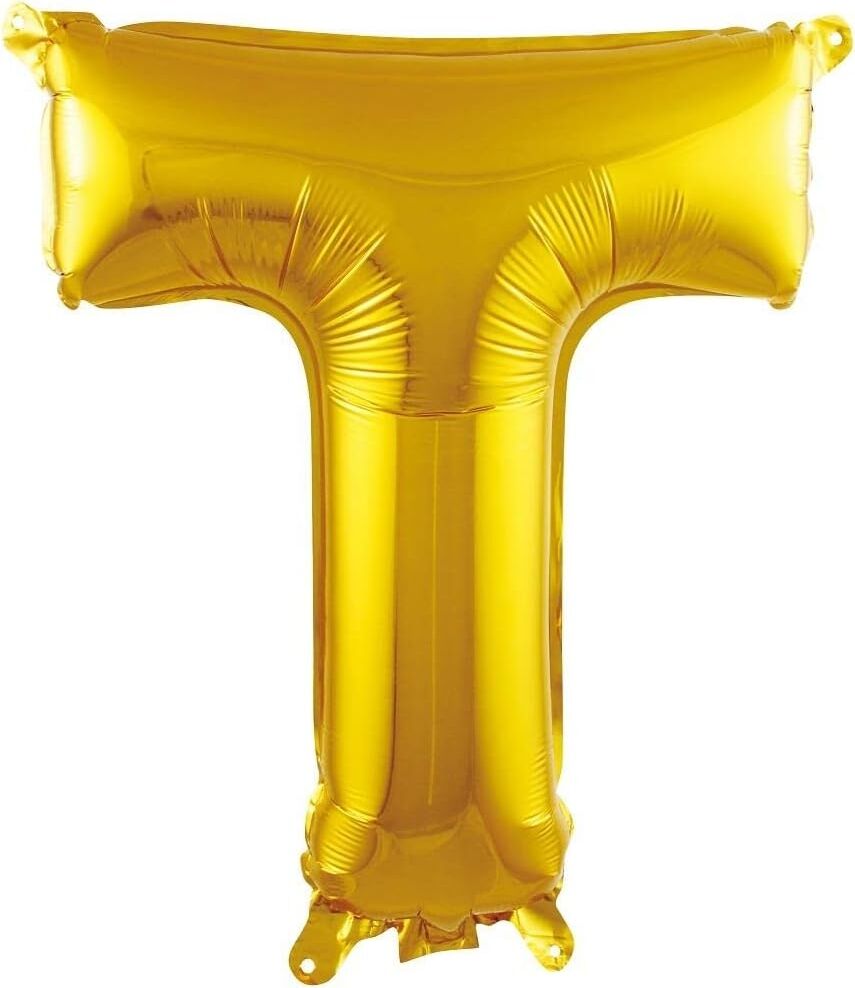 T Harfi 16 Inç Gold Renk Folyo Balon 36 cm (Altın)