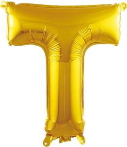 T Harfi 16 Inç Gold Renk Folyo Balon 36 cm (Altın)