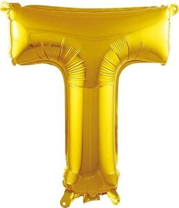 T Harfi 16 Inç Gold Renk Folyo Balon 36 cm (Altın)