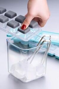 2 Adet Pratik 12 Bölmeli Bas Parmak Silikon Buz Kalıbı |kapaklı Silikon Yapışmaz Bas Parmak Buzluk