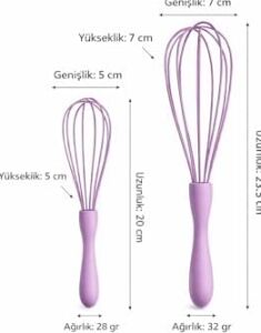 Silikon Çırpıcı Karıştırıcı, Isıya Dayanıklı 2’li Set (1, Lila)