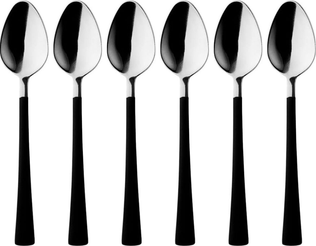 6 Parça Çay Kaşığı Seti, Paslanmaz Çelik, Gümüş Siyah, 11 cm