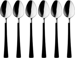 6 Parça Çay Kaşığı Seti, Paslanmaz Çelik, Gümüş Siyah, 11 cm